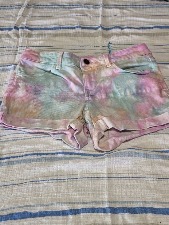 SO Other - SO Kohl's Girls Mid-Rise Shortie Tie-Dye Denim Shorts Pastels Size 14